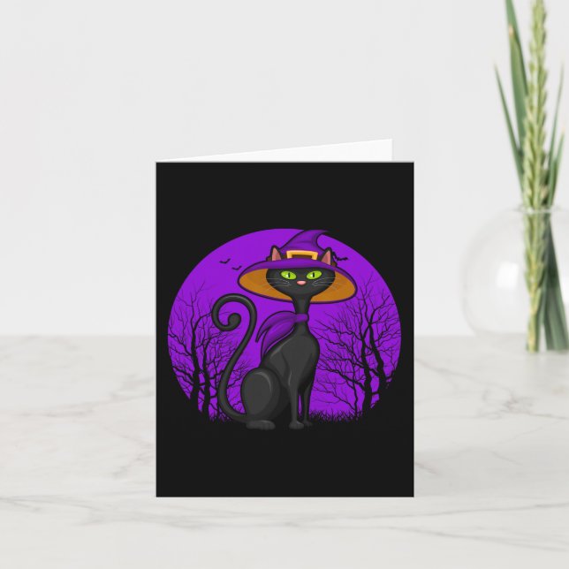 Spooky Cat Lover Halloween Black Kitten Cute Cat S Kort (Framsida)