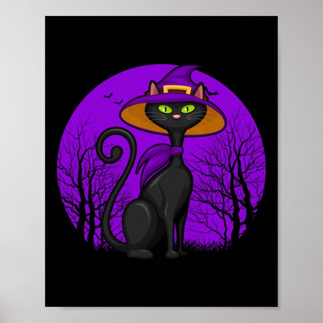 Spooky Cat Lover Halloween Black Kitten Cute Cat S Poster (Framsidan)