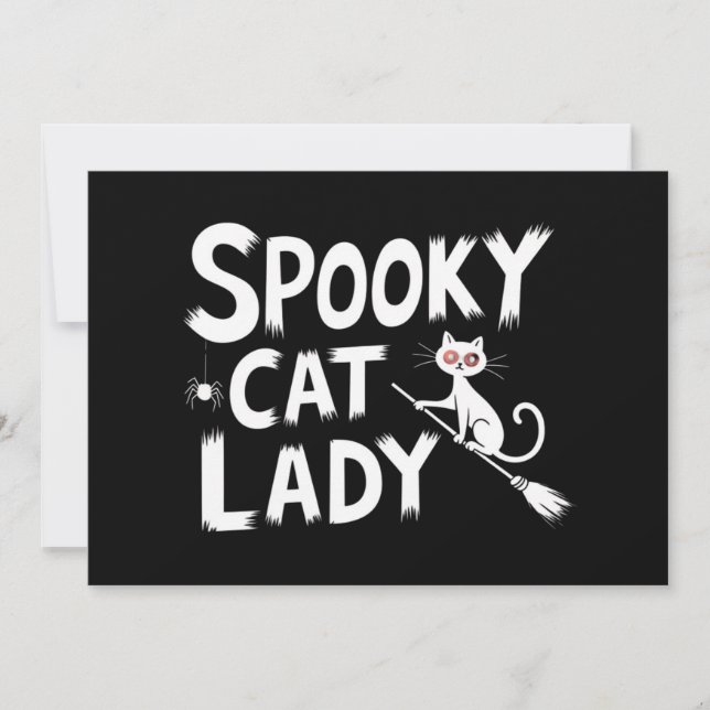 Spooky Cat Mamma-taloky Cat Dam Halloween Cat Mamm Inbjudningar (Framsida)