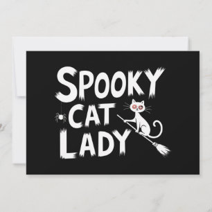 Spooky Cat Mamma-taloky Cat Dam Halloween Cat Mamm Inbjudningar