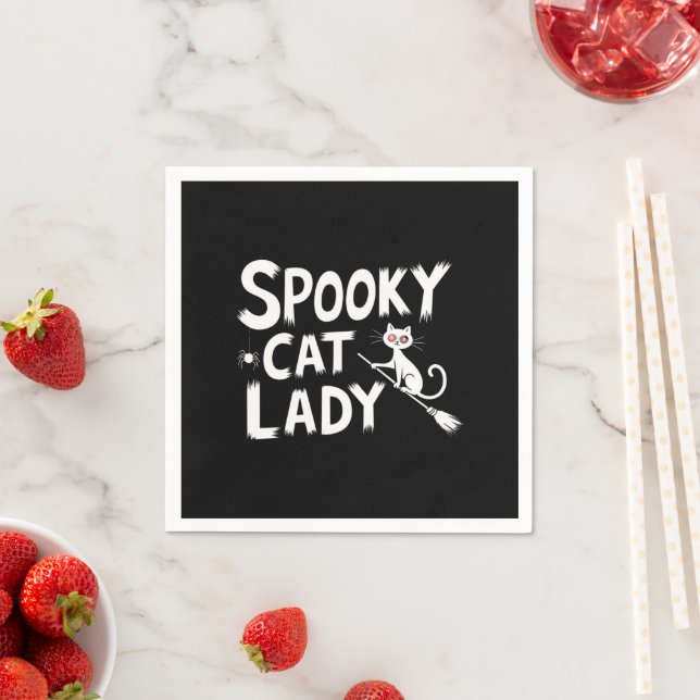 Spooky Cat Mamma-taloky Cat Dam Halloween Cat Mamm Pappersservett (Insitu)