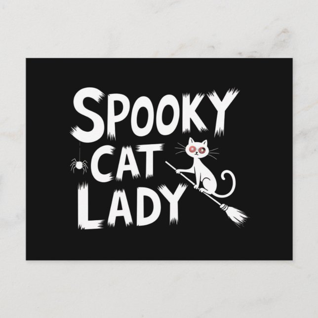 Spooky Cat Mamma-taloky Cat Dam Halloween Cat Mamm Vykort (Framsida)