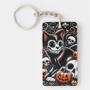 Spooky Cat med Döskallar