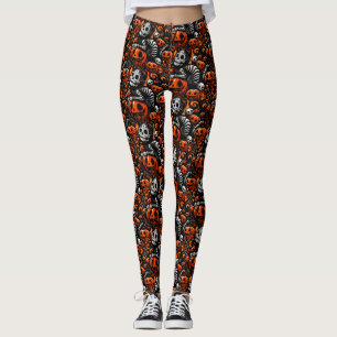 Spooky Cat och Pumpkins Leggings