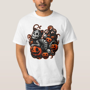 Spooky Cat och Pumpkins T Shirt