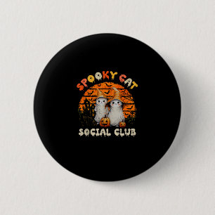 Spooky Cat Social Klubb Boo Ghost Witch Svarta kat Knapp