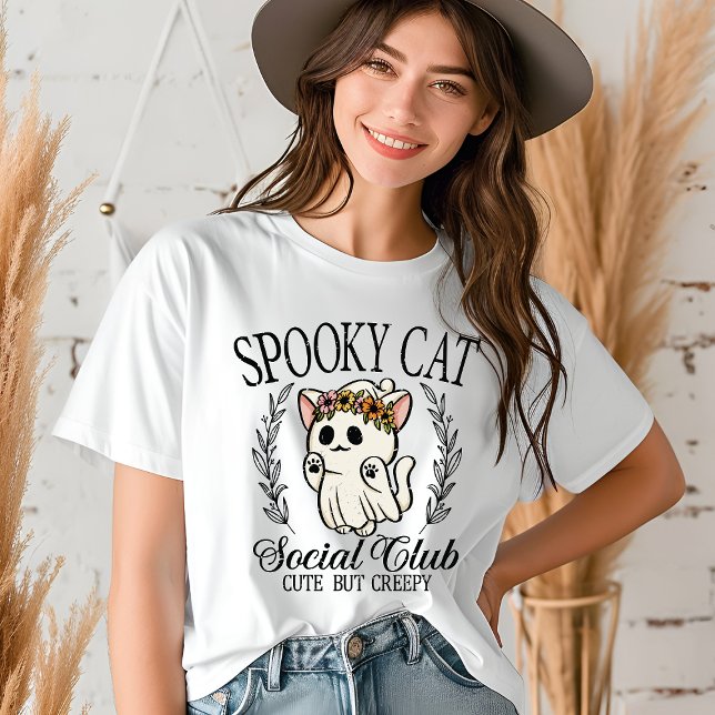 Spooky Cat Social Klubb Cute Halloween T Shirt (Skapare uppladdad)
