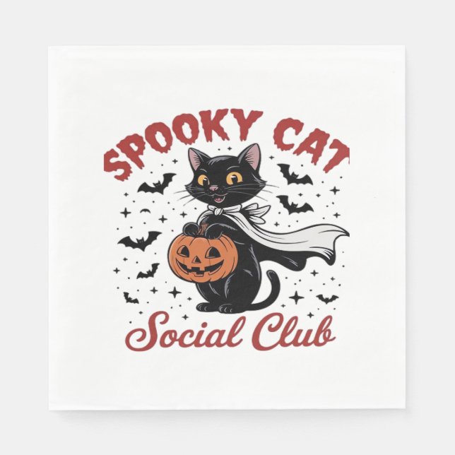 Spooky Cat Social Klubb PNG - Cute Halloween Class Pappersservett (Framsidan)