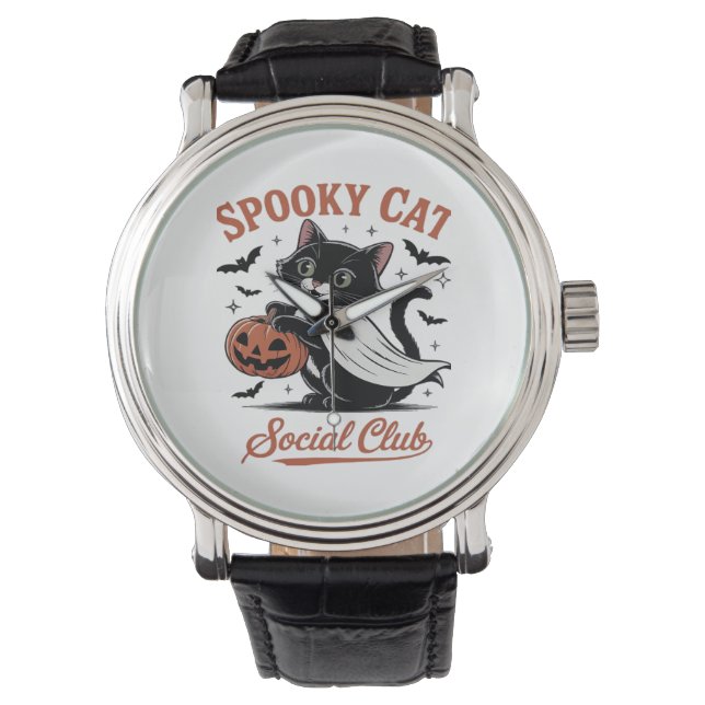 Spooky Cat Social Klubb PNG - Cute Kitten Classic  Armbandsur (Framsida)