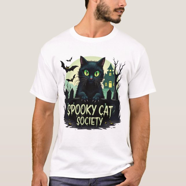 Spooky Cat Society - Halloween T Shirt (Framsida)