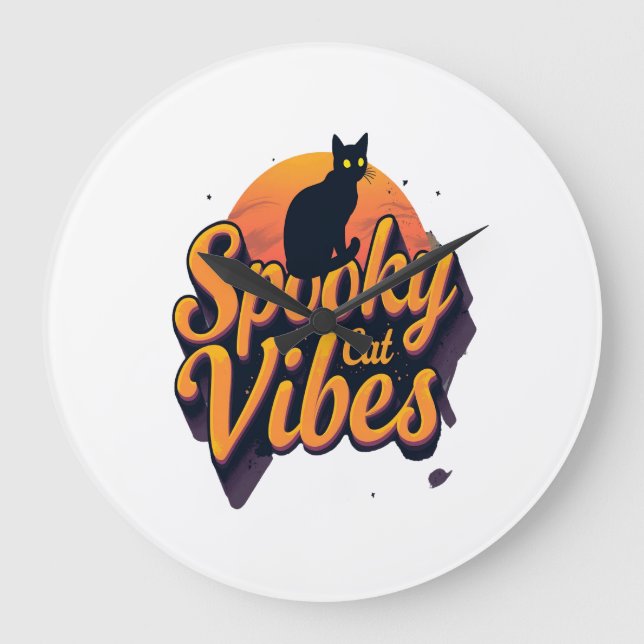 Spooky Cat Vibes 2 Stor Klocka (Framsida)