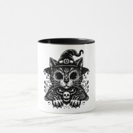 Spooky Cat Witch Hat Halloween Mugg