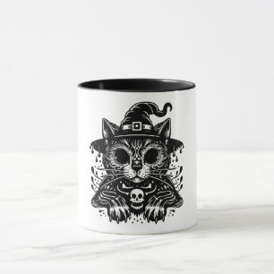 Spooky Cat Witch Hat Halloween Mugg
