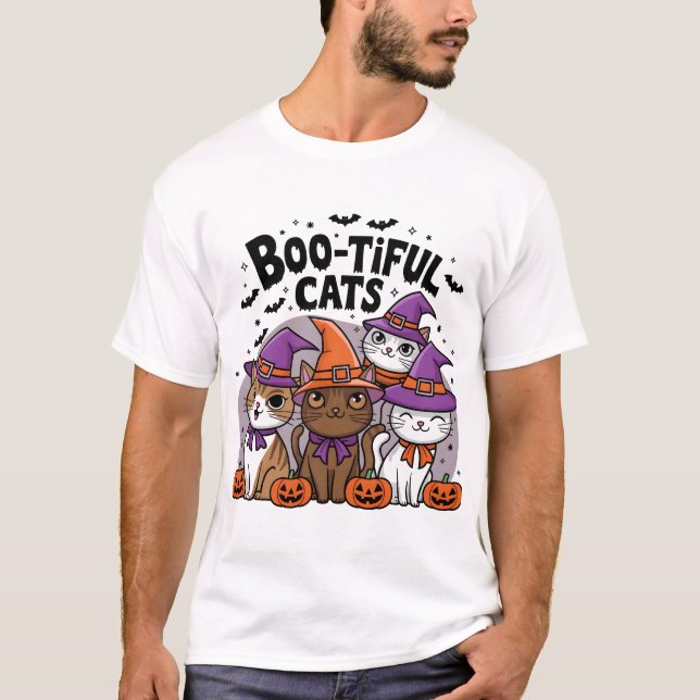 Spooky Cats och Pumpkins T Shirt (Framsida)