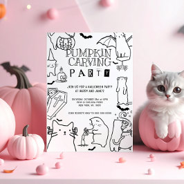 Spooky Cats: Pumpkin Carving Party Inbjudningar