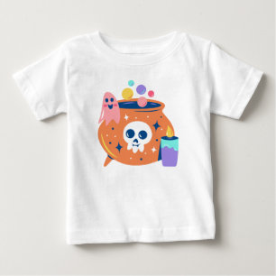 Spooky Cauldron Ghost Candle Halloween Art Design T Shirt