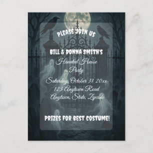 Spooky Cemetery Graveyard Halloween fest Inbjudan Vykort