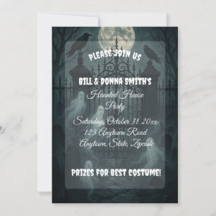 Spooky Cemetery Graveyard Halloween fest Inbjudningar