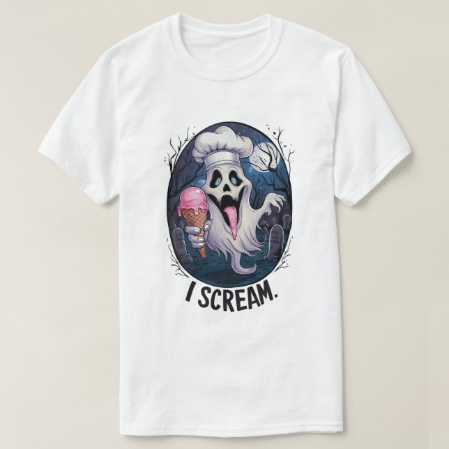 Spooky Chef Ghost Ice Cream Halloween Funny Manar T Shirt (Design framsida)