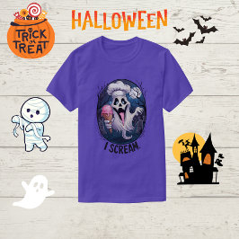 Spooky Chef Ghost Ice Cream Halloween Funny women T Shirt