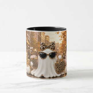 Spooky Chic Ghost Mug, Leopard Print Halloween Mugg