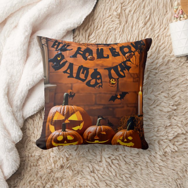 Spooky Chic Halloween Dekorativ kudde (Filt)