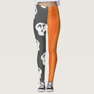 Spooky Chic Halloween Döskallar & Rand Leggings