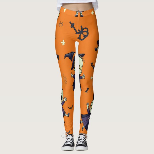 Spooky Chic Halloween Pillow - lättsinnigt framsyn Leggings (Framsida)