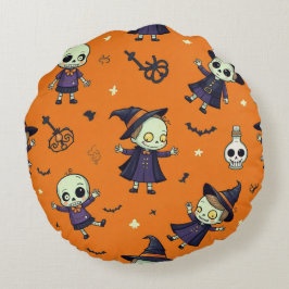 Spooky Chic Halloween Pillow - lättsinnigt framsyn Rund Kudde