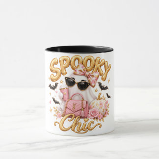 Spooky Chic Pink Ghost Halloween Retro Coffee Mug Mugg