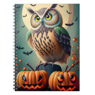 Spooky Chic Uggla och Pumpkin Halloween bärbar dat Anteckningsbok