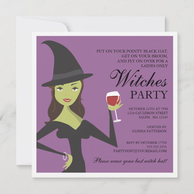Spooky Chic Witch Party Halloween-inbjudan Inbjudningar (Framsida)