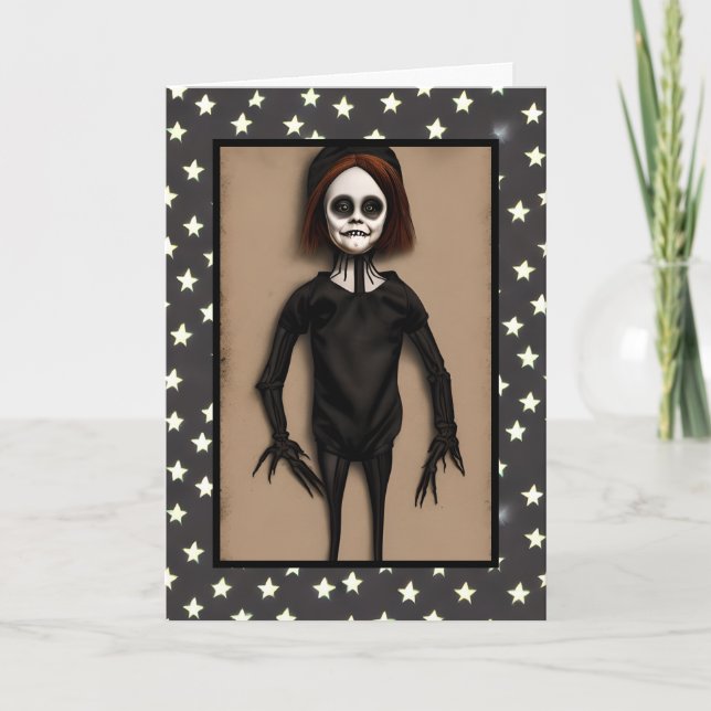 Spooky Child Doll Creature Halloween Kort (Framsida)