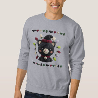 Spooky Christmas Crochet Cat Men’s Sweatshirt 