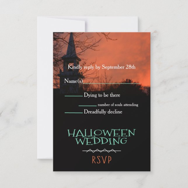 Spooky Church Halloween Bröllop OSA Card (Framsida)