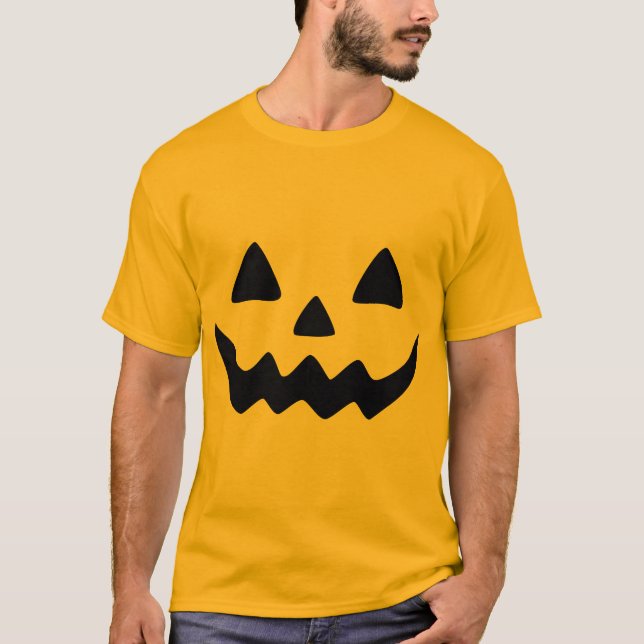 Spooky Classic Jack-o'-Lantern Face T Shirt (Framsida)