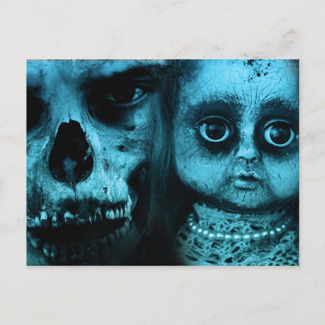 Spooky Clown and Doll Postcard Vykort (Framsida)