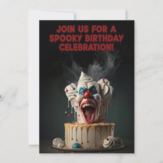 Spooky Clown Birthday Invitation Card Inbjudningar (Framsida)