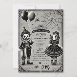 Spooky Clown & Doll Halloween Inbjudningar