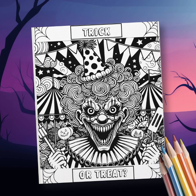 Spooky Clown Halloween Coloring Page (Skapare uppladdad)