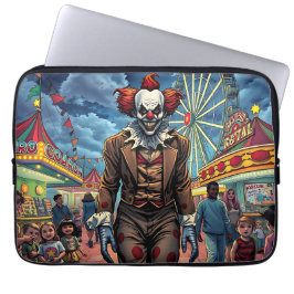 Spooky Clown i Carnival Tecknad Stil Laptop Fodral