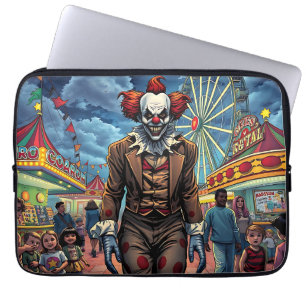 Spooky Clown i Carnival Tecknad Stil Laptop Fodral