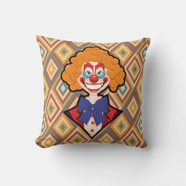 Spooky Clown Retro Halloween Creepy Carnival Kudde (Framsida)