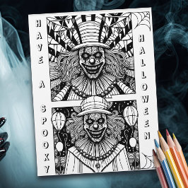 Spooky Clowns Halloween Coloring Page