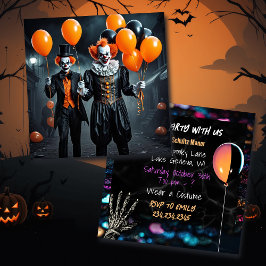 Spooky Clowns Holding Balloons Halloween fest