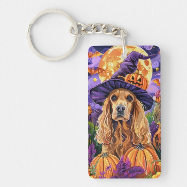 Spooky Cocker Spain Hund Halloween Witch Pumpkin (Framsidan)