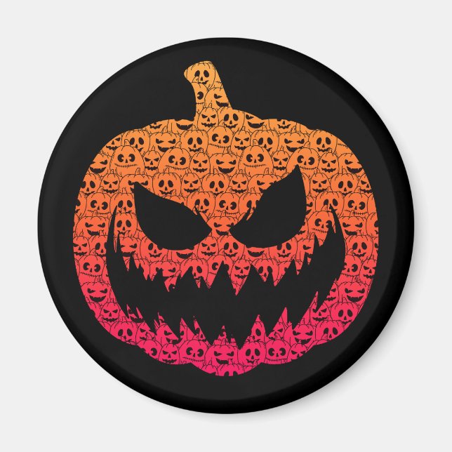 Spooky Colorful Pumpkins - Halloween Mönster Magnet (Framsidan)