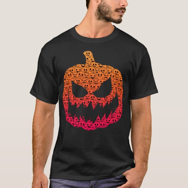 Spooky Colorful Pumpkins - Halloween Mönster T Shirt (Framsida)