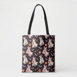 Spooky Coquette Ghost Halloween Tote Bag Tygkasse