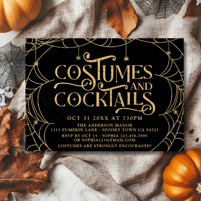 Spooky Costumes and Cocktails Vuxen Halloween Inbjudningar (Skapare uppladdad)